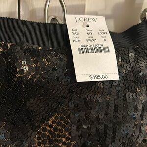 Nwt J Crew black sequin lace knee length pencil skirt. Size 6